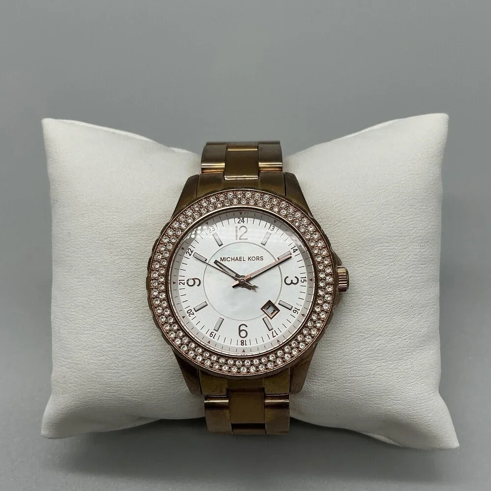 Michael Kors Madison Womens Watch 34mm Rose Gold Tone MK5483 New Battery 6